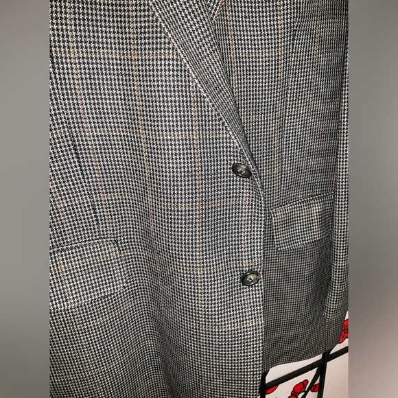 Jos. A. Bank 44R Black Gold Dark Drown Wool Silk Plaid Suit Blazer Jacket Coat - Picture 3 of 11